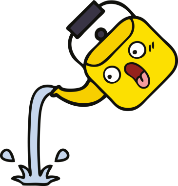 Bir insan tarafından çizilmiş tatlı bir çaydanlık karikatürü