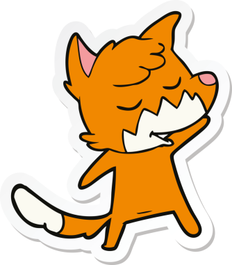 Bir insan tarafından çizilmiş dost canlısı bir tilkinin çıkartması.