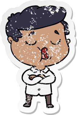 Bir insan tarafından çizilmiş karikatür adamın sıkıntılı çıkartması.