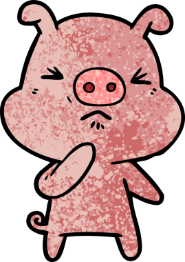 Bir insan tarafından çizilmiş kızgın domuz çizgi filmi.