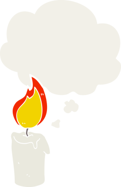 insan tarafından çizilmiş, düşünce baloncuklu çizgi film mumu.