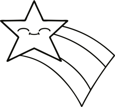 Bir insan tarafından çizilmiş kayan gökkuşağı yıldızının çizgi çizimi