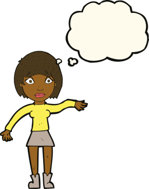 Bir insan tarafından çizilmiş düşünce balonlu bir karikatür.