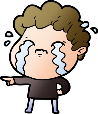 Bir insan tarafından çizilmiş ağlayan çizgi film adamı.