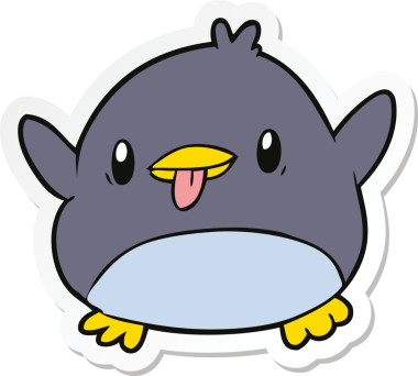 Bir insan tarafından çizilmiş şirin bir penguen çıkartması.