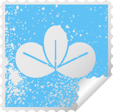 Bir insan tarafından çizilmiş bir sonbahar yaprağının kare soyma etiketi.