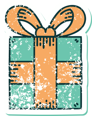 Bir insan tarafından çizilmiş bir hediyenin sembolik dövmeli görüntüsü