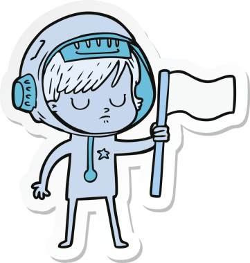 Bir insan tarafından çizilmiş astronot bir kadının çıkartması.