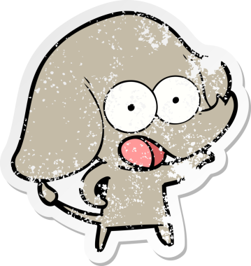 Bir insan tarafından çizilmiş şirin bir filin sıkıntılı çıkartması