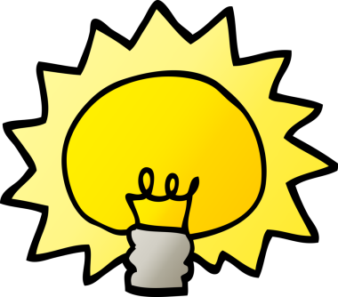 vektör gradyan çizim karikatürü bir insan tarafından çizilmiş parlak ampul