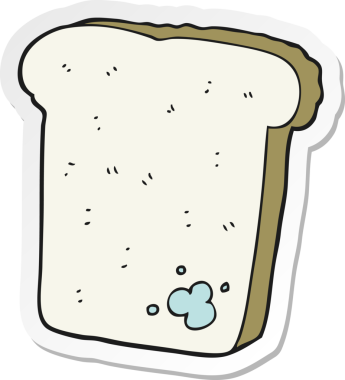 Bir insan tarafından çizilmiş küflü ekmek etiketi.