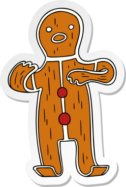 Bir insan tarafından çizilmiş zencefilli ekmeğin karalaması.