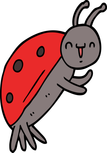 Bir insan tarafından çizilmiş sevimli uğur böceği çizgi filmi.