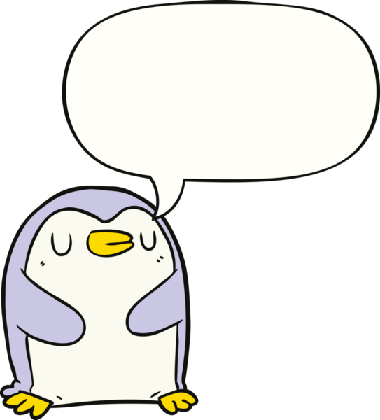 Bir insan tarafından çizilmiş konuşma balonu olan penguen çizgi filmi.