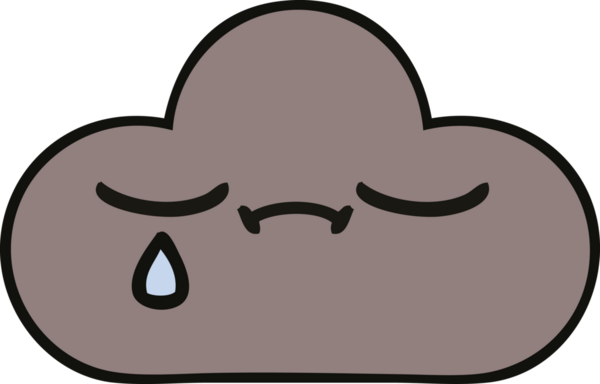 Bir insan tarafından çizilmiş fırtına bulutunun sevimli karikatürü.