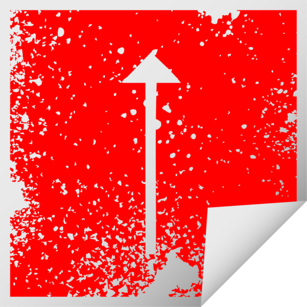 Bir insan tarafından çizilmiş uzun ok sembolünün kare soyma etiketi.