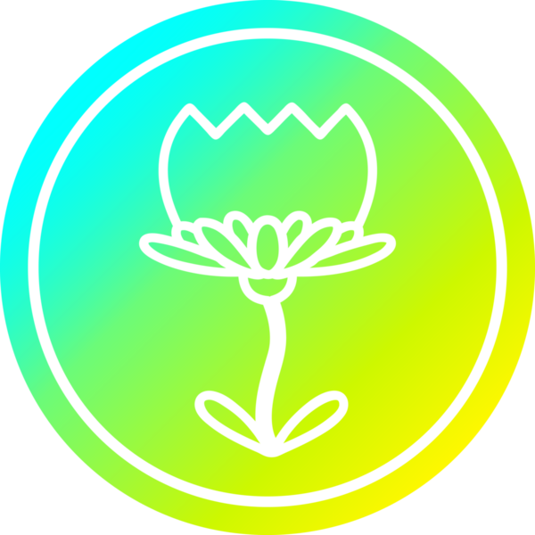 Bir insan tarafından çizilmiş nilüfer çiçeği dairesel ikonu