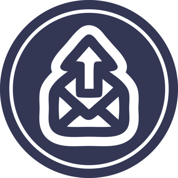 bir insan tarafından çizilmiş e- posta dairesel simgesi gönder