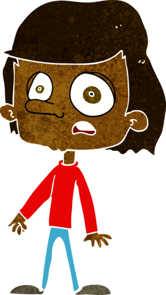 Bir insan tarafından çizilmiş endişeli bir çocuk.