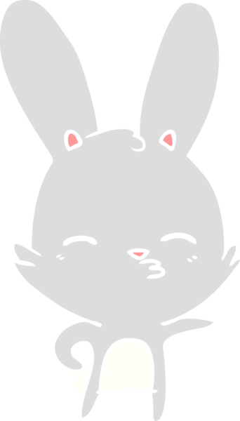 Bir insan tarafından çizilmiş tuhaf düz renkli tavşan.