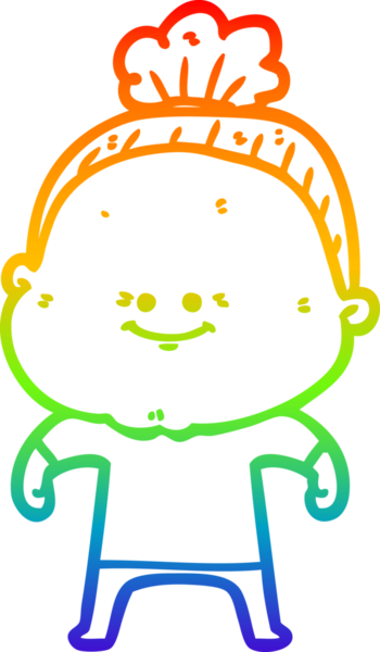 Gökkuşağı gradyan çizgi çizimi Bir insan tarafından çizilmiş mutlu yaşlı kadın