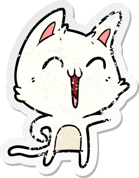 Bir insan tarafından çizilmiş mutlu çizgi film kedisinin sıkıntılı çıkartması.