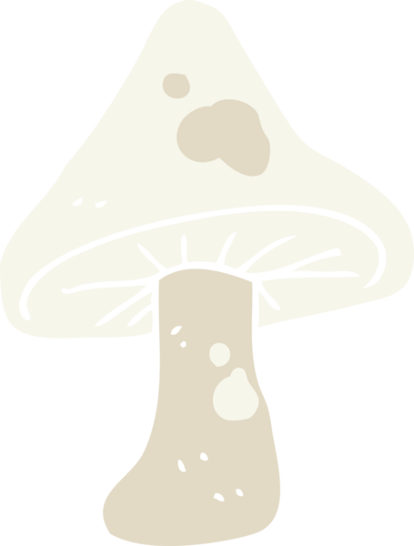Bir insan tarafından çizilmiş mantarın düz renk çizimi