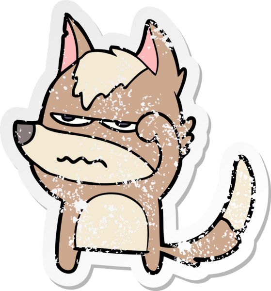 Bir insan tarafından çizilmiş kızgın bir kurdun sıkıntılı çıkartması.