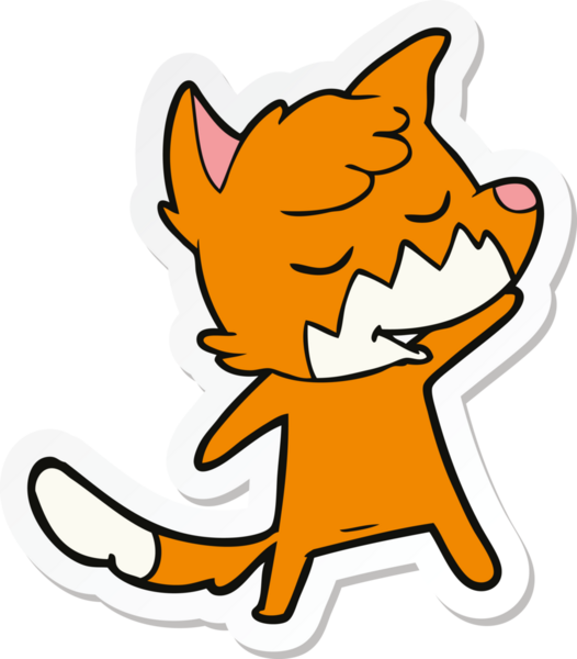 Bir insan tarafından çizilmiş dost canlısı bir tilkinin çıkartması.