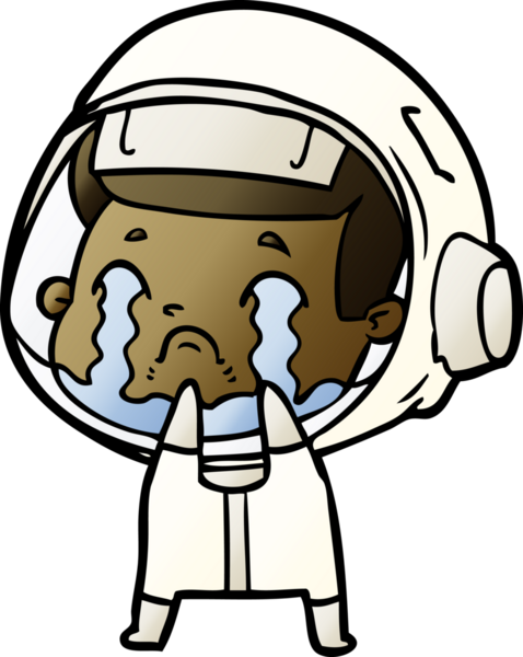 Bir insan tarafından çizilmiş ağlayan astronot çizgi filmi.