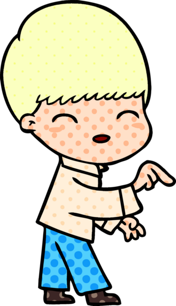 Bir insan tarafından çizilmiş mutlu çizgi film çocuğu.