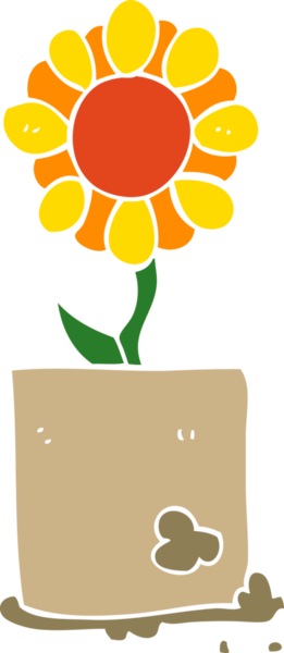 Bir insan tarafından çizilmiş düz renk çizgi film çiçeği