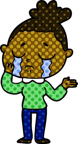 Bir insan tarafından çizilmiş ağlayan kadın çizgi filmi.