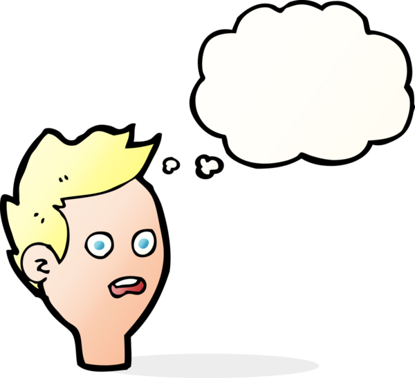 Bir insan tarafından çizilen düşünce baloncuğuyla şok olmuş bir adam.