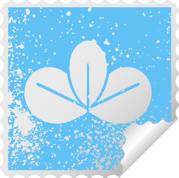 Bir insan tarafından çizilmiş bir sonbahar yaprağının kare soyma etiketi.