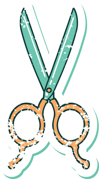 Bir insan tarafından çizilmiş berber makasının sembolik dövmeli görüntüsü