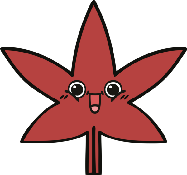 Bir insan tarafından çizilmiş bir sonbahar yaprağının sevimli karikatürü.