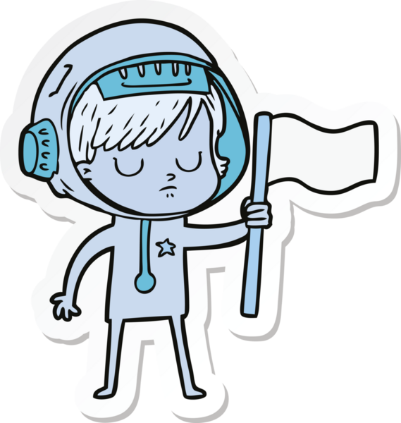 Bir insan tarafından çizilmiş astronot bir kadının çıkartması.