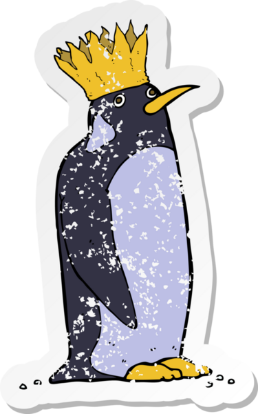 Bir insan tarafından çizilmiş karikatür imparatoru penguenin gerilemiş çıkartması.