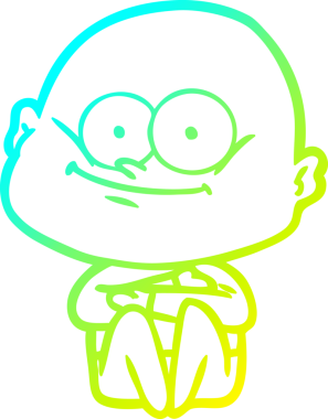 Bir insan tarafından çizilmiş, kel bir adamın soğuk çizgi çizimi.