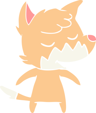 Bir insan tarafından çizilmiş düz renkli tilki çizimi.