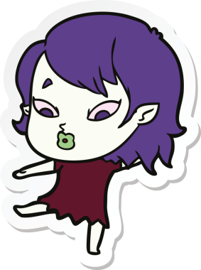 Bir insan tarafından çizilmiş şirin bir vampir kızın çıkartması.