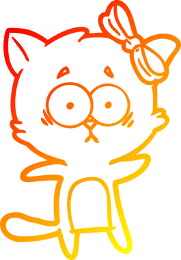 Bir insan tarafından çizilmiş çizgi film kedisinin sıcak çizgi çizimi