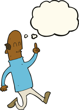 Bir insan tarafından çizilmiş düşünce balonlu kel bir adam.