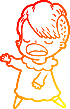 Bir insan tarafından çizilmiş havalı bir hippi kızın sıcak çizgi çizimi.