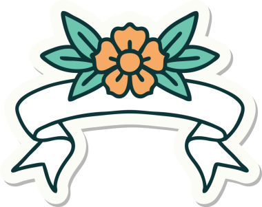 Bir insan tarafından çizilmiş çiçek pankartıyla dövme stili