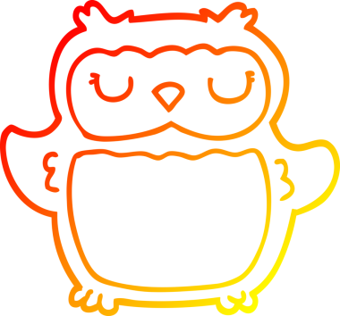 Bir insan tarafından çizilmiş bir baykuşun sıcak çizgi çizimi