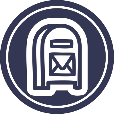 Bir insan tarafından çizilmiş posta kutusu dairesel simgesi