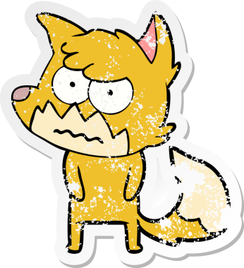 Bir insan tarafından çizilmiş, sıkıntılı bir çizgi film çıkartması.