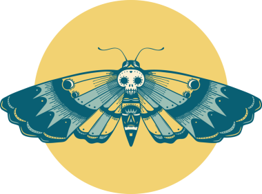 Bir insan tarafından çizilmiş ölü bir baş güvesinin ikonik dövme şekli